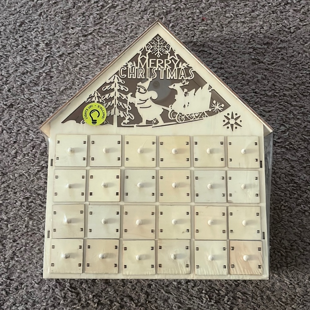 Merry Christmas wooden advent calendar light up